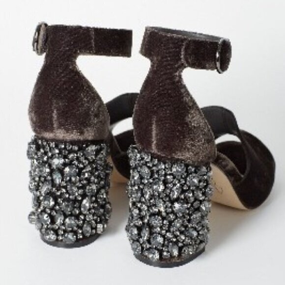 💕JOIE💕 Lafayette Velvet Heel Sandal In Coal - Picture 3 of 16